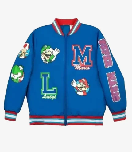 Unisex Here We Go Super Mario Limited Edition Blue Bomber Jacket