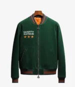 Marty Supreme Timothée Chalamet Green Suede Bomber Leather Jacket