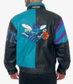 NBA Team Charlotte Hornets Vintage Black Leather Jacket