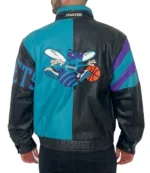 NBA Team Charlotte Hornets Vintage Black Leather Jacket