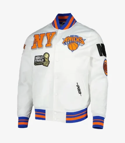 New York Knicks 2x Finals Champions Mash Up Capsule White Jacket For Unisex
