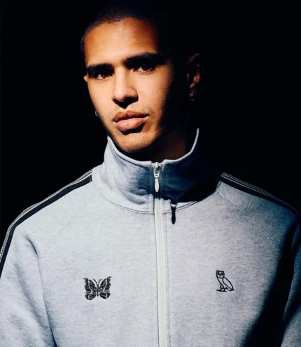 October’s Very Own x Needles 2026 Full Zip Grey Fleece Track Jacket