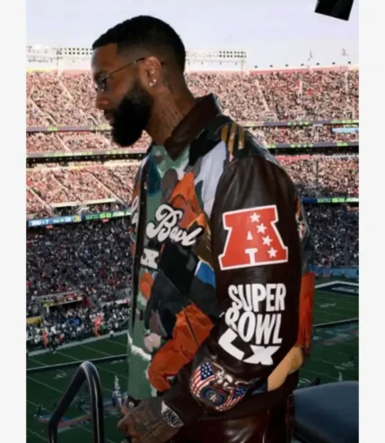 Odell Beckham Jr Super Bowl LX Leather Bomber Jacket