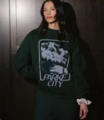 Parke 2026 Sport Graphic Green Mockneck Fleece Sweatshirt