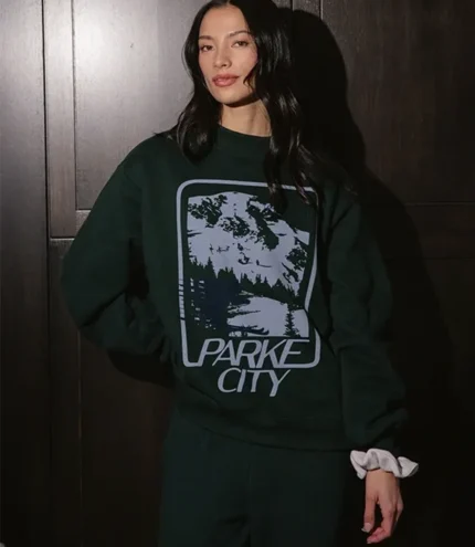 Parke 2026 Sport Graphic Green Mockneck Fleece Sweatshirt