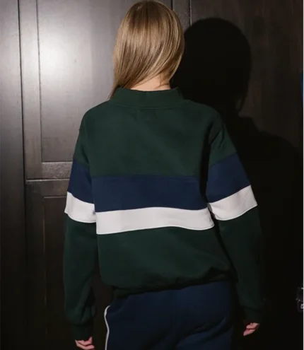 Parke 2026 Vintage Stripe Green Mockneck Fleece Sweatshirt