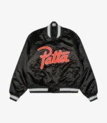 Unisex Patta x Nike Hyper Crimson Anniversary Edition Black Satin Bomber Jacket