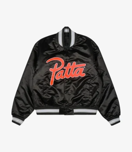Unisex Patta x Nike Hyper Crimson Anniversary Edition Black Satin Bomber Jacket