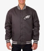 Philadelphia Eagles Poly Twill Gray Jacket For Unisex