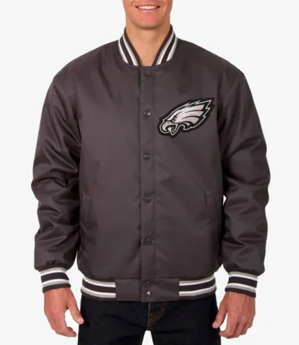 Philadelphia Eagles Poly Twill Gray Jacket For Unisex