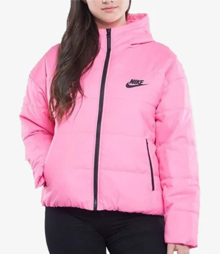 Pink Nike Puffer Jacket For Unisex