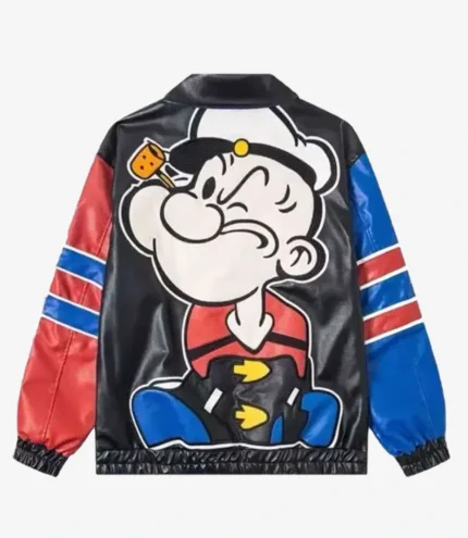 Popeye The Sailor Man Bomber Leather Jacket