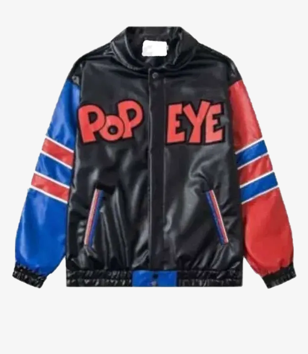 Popeye The Sailor Man Bomber Leather Jacket Popeye The Sailor Man Bomber Leather Jacket For Unisex