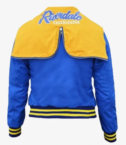Riverdale Cheer Girls Blue and Yellow R Logo Printed Hooded Bomber Hoodie Jacket