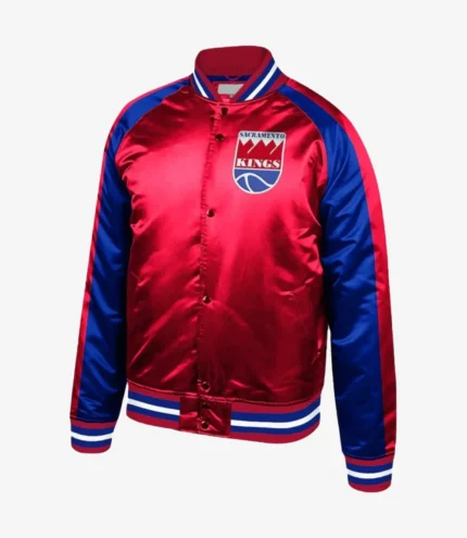 Sacramento Kings Colorblock Red and Blue Satin Jacket For Unisex