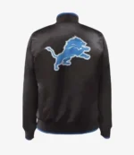 Show Time Detroit Lions Black Satin Bomber Jacket