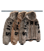 Supreme Reversible Faux Fur Hooded Work Jacket Black 4