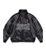 Unisex Supreme Satin-Trim Half-Zip Black Jacket