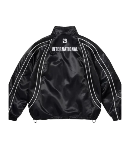 Supreme Satin-Trim Half-Zip Black Jacket