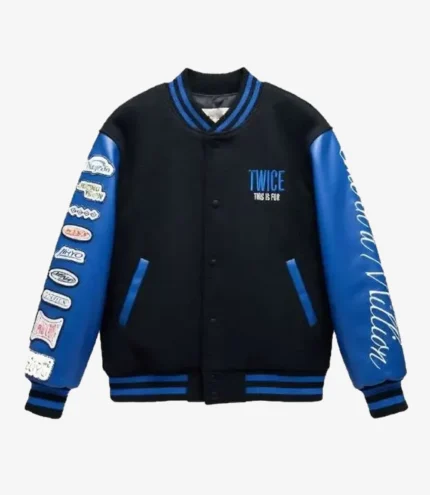 Twice This Is For World Tour 2026 Blue and Black Varsity Jacket For Unisex