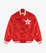 Tyler The Creator The Glass Tappers x Golf Wang Red Satin Bomber Jacket For Unisex