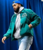 2026 New York Knicks Vs Oklahoma City Thunder Karl-Anthony Towns Green Cotton Jacket