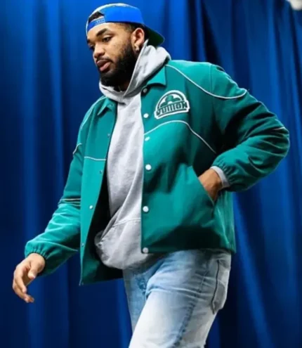 2026 New York Knicks Vs Oklahoma City Thunder Karl-Anthony Towns Green Cotton Jacket