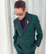 2026 Oscars Awards Robert Downey Jr Green Double Breasted Blazer For Unisex