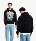 Black and White Sp5der Pullover Hoodie For Unisex