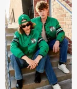 Boston Celtics Starter Green Satin Bomber Jacket For Unisex