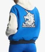 Boston Marathon 26 Blue & White Wool Varsity Jacket For Unisex