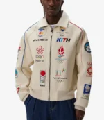 Kith x AVIREX Olympics Heritage Leather Bomber Jacket For Unisex
