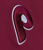 Mitchell & Ness Philadelphia Phillies Burgundy Insignia Nylon Pullover Sweatshirt For Unisex