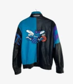 NBA Team Charlotte Hornets Vintage Black Leather Jacket For Unisex