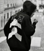 Off White x Kid Cudi 2026 Be Human Black Fleece Pullover Hoodie For Unisex