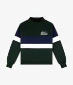 Parke 2026 Vintage Stripe Green Mockneck Fleece Sweatshirt For Unisex