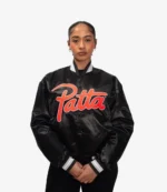 Patta x Nike Hyper Crimson Anniversary Edition Black Satin Bomber Jacket For Unisex