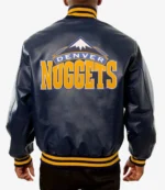 Varsity Denver Nuggets Navy Blue Leather Jacket
