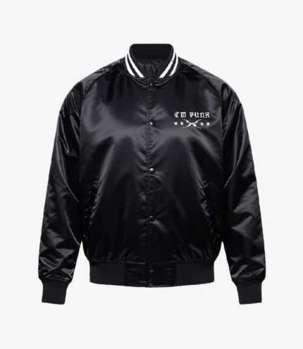 WWE Elimination Chamber CM Punk Larry Forever Satin Varsity Jacket