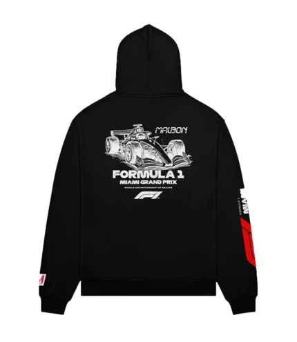 2026 Miami Grand Prix Malbon x Formula 1 Black & White Fesque Pit Sketch Hoodie