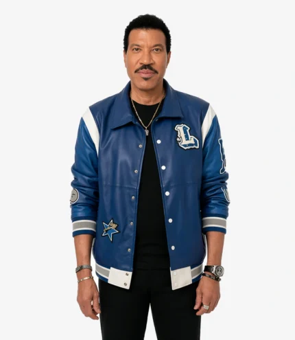 Unisex American Idol S24 Lionel Richie Blue Leather Jacket