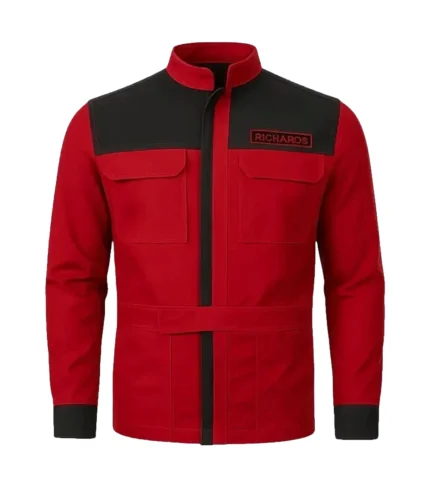 Ben Richards Film The Running Man 2025 Glen Powell Red Jacket