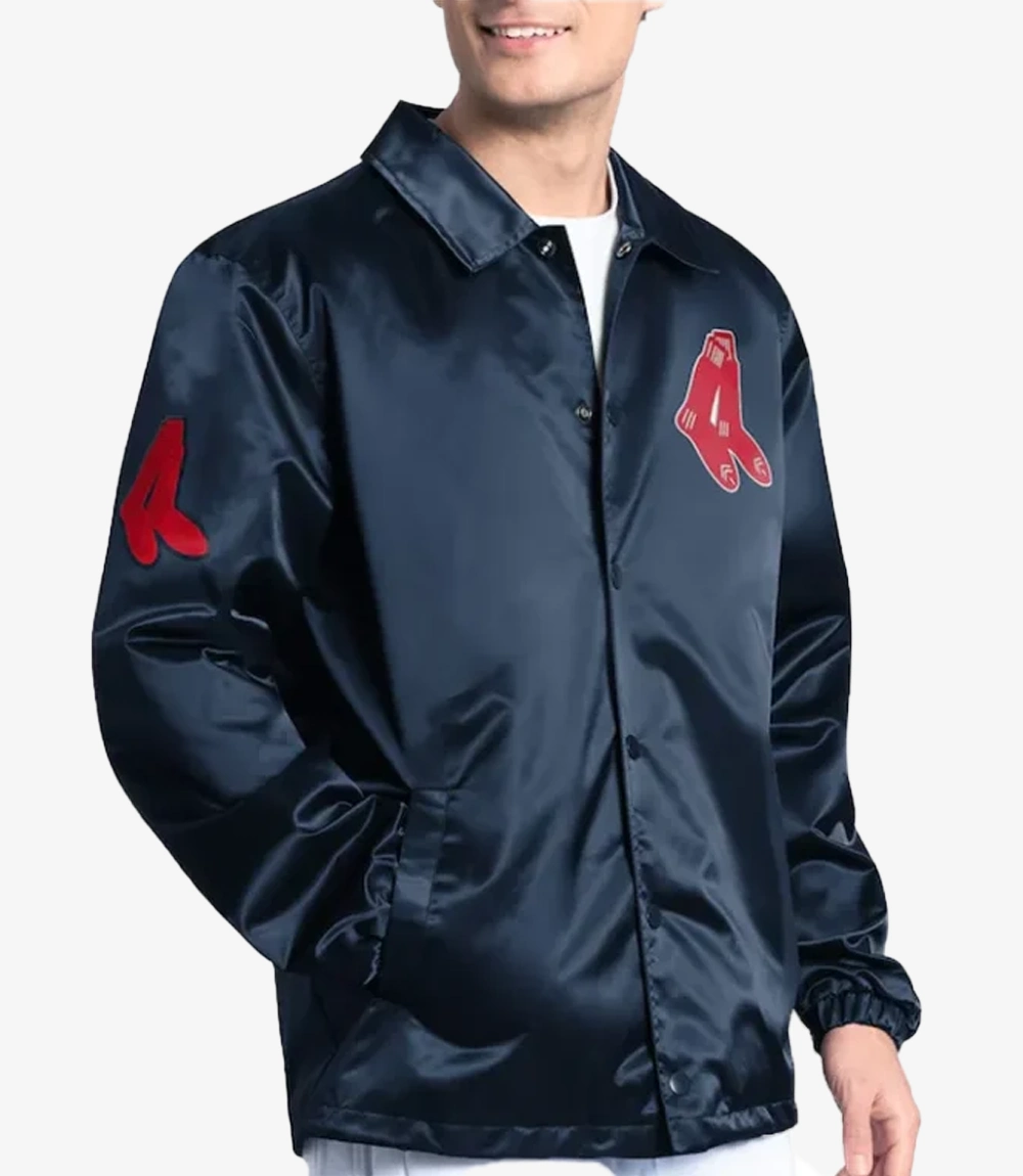 Boston Red Sox Point Man Coaches Navy Jacket Boston Red Sox Point Man Coaches Navy Jacket For Unisex