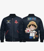 Unisex Boston Red Sox x One Piece Black Bomber Jacket