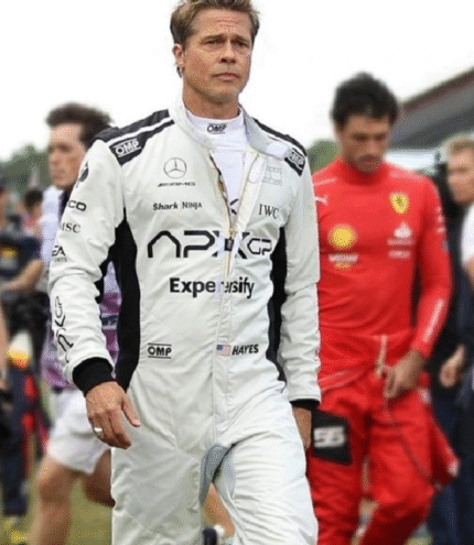 Brad Pitt F1 Racer White Jacket 1