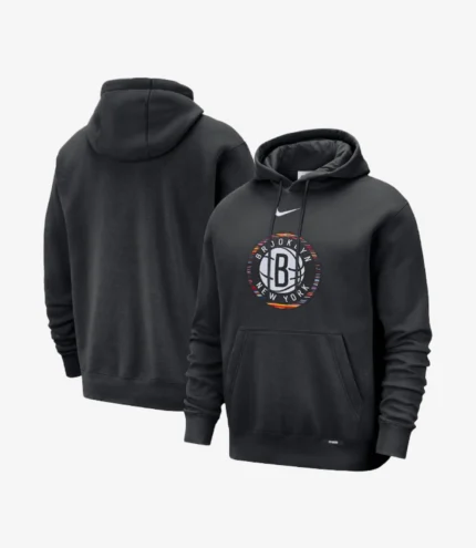 Unisex Brooklyn Nets Nike Black City Edition Essential Logo Remix Hoodie