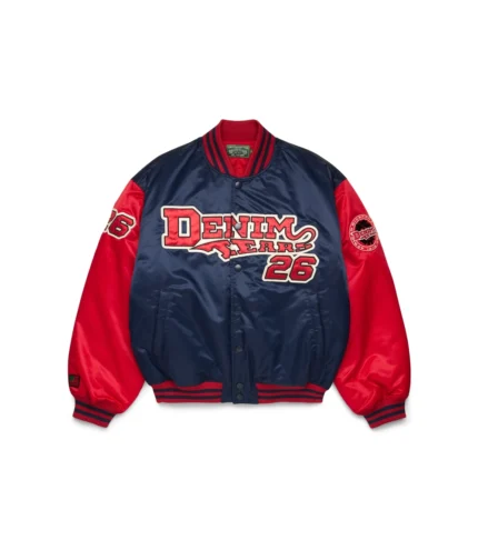 Unisex Denim Tears Baseball Navy Blue Varsity Jacket