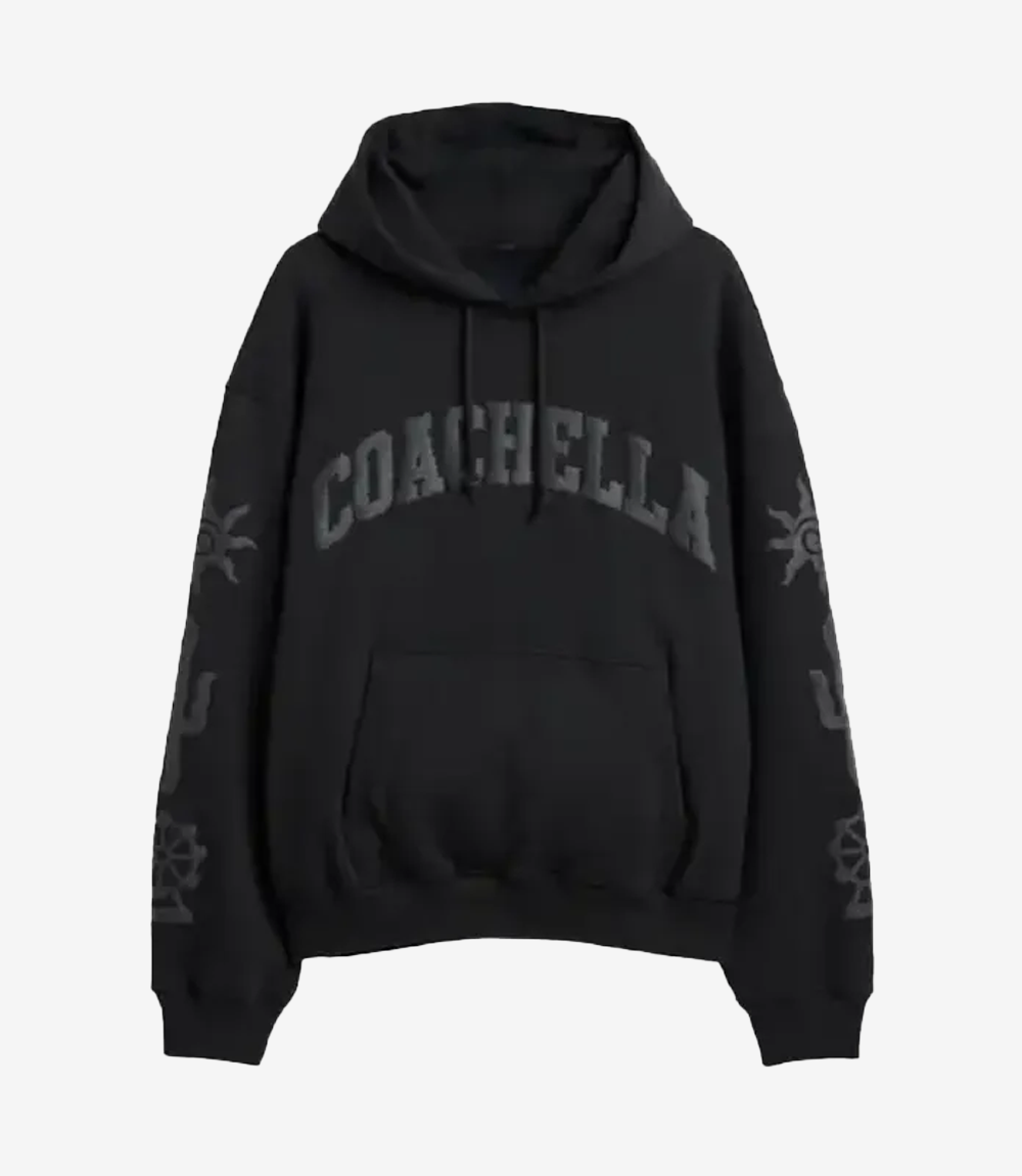 Gap × Coachella Oversized Black Pullover Hoodie Gap × Coachella Oversized Black Pullover Hoodie For Unisex