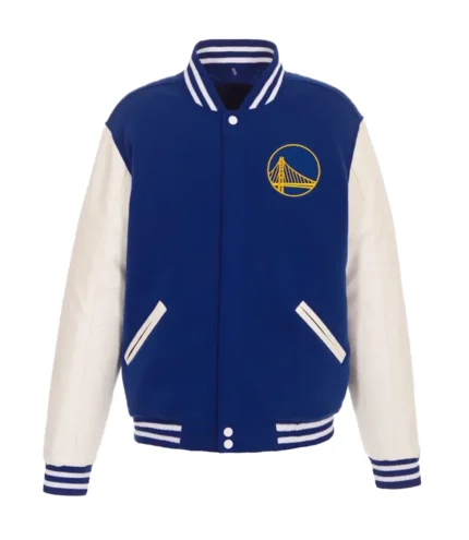 Golden State Warriors Royal and White Varsity Jacket For Unisex