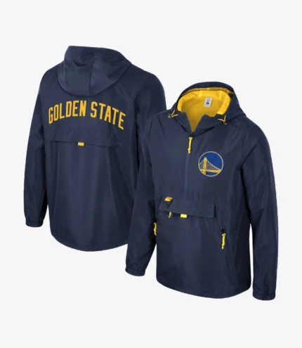 Unisex Golden State Warriors Stadium Essentials Navy Compete Quarter-Zip Hoodie Jacket